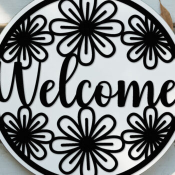 Intra απο ξύλο plywood 3mm-4mm πάχος – Welcome Sign Lasercut - Αρχείο Lasercut Δίασταση 40x30 cm INTRAFABR-124413230 - Image 1