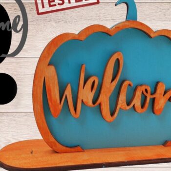 Intra απο ξύλο plywood 3mm-4mm πάχος – Σημάδι καλωσορίσματος,  κοπής λέιζερ κολοκύθας Δίασταση  20x20 cm INTRAFABR-34579405 - Image 1