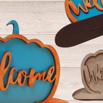 Intra απο ξύλο plywood 3mm-4mm πάχος – Σημάδι καλωσορίσματος,  κοπής λέιζερ κολοκύθας Δίασταση  20x20 cm INTRAFABR-34579405 - Image 2