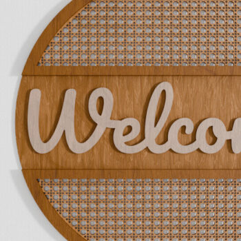 Intra απο ξύλο plywood 3mm-4mm πάχος – Επιγραφή καλωσορίσματος Rattan Door Decor Cut Laser Δίασταση  20x20 cm INTRAFABR-105827989 - Image 3