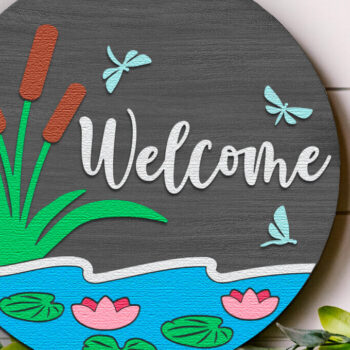 Intra απο ξύλο plywood 3mm-4mm πάχος – Πινακίδα καλωσορίσματος, Lake Door Hanger DXF Δίασταση  20x20 cm INTRAFABR-120363852 - Image 1