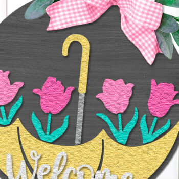 Intra απο ξύλο plywood 3mm-4mm πάχος – Πινακίδα καλωσορίσματος, Tulips Door Hanger DXF Δίασταση  20x20 cm INTRAFABR-113490492 - Image 1