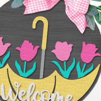 Intra απο ξύλο plywood 3mm-4mm πάχος – Πινακίδα καλωσορίσματος, Tulips Door Hanger DXF Δίασταση  20x20 cm INTRAFABR-113490492 - Image 2