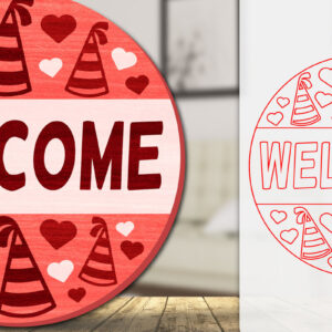 Intra απο ξύλο plywood 3mm-4mm πάχος – Καλώς ήρθατε Sign Valentine Door Lasercut Δίασταση  40x30 cm INTRAFABR-114811174