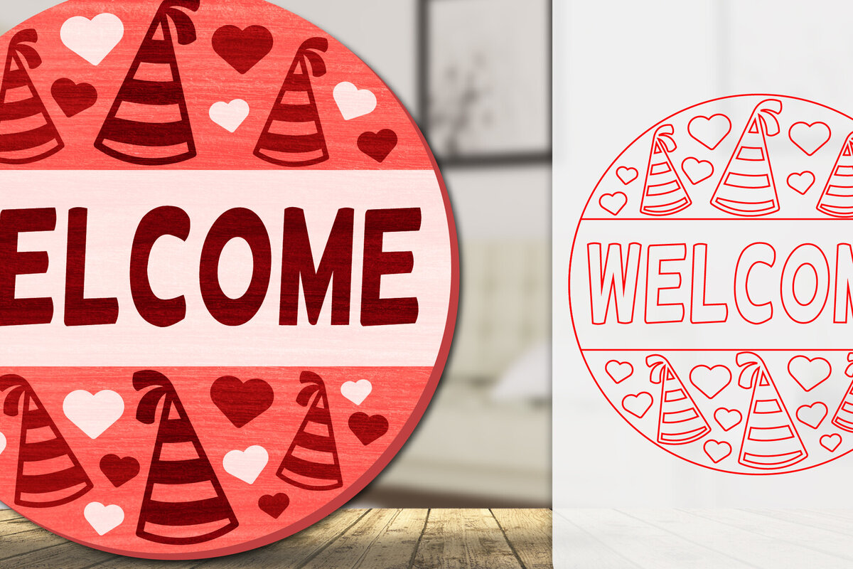 Intra απο ξύλο plywood 3mm-4mm πάχος – Καλώς ήρθατε Sign Valentine Door Lasercut Δίασταση  40x30 cm INTRAFABR-114811174