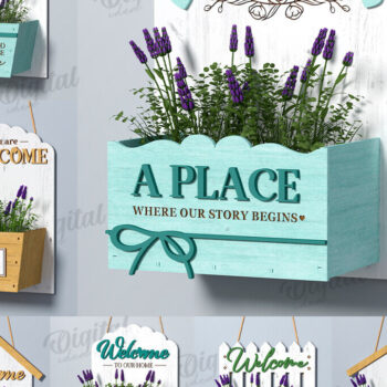 Intra απο ξύλο plywood 3mm-4mm πάχος – Πινακίδες καλωσορίσματος με Πακέτο λουλουδιών Δίασταση  20x20 cm INTRAFABR-123088975 - Image 1