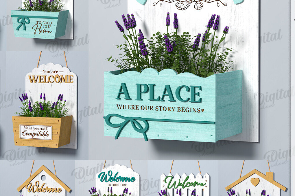 Intra απο ξύλο plywood 3mm-4mm πάχος – Πινακίδες καλωσορίσματος με Πακέτο λουλουδιών Δίασταση  20x20 cm INTRAFABR-123088975