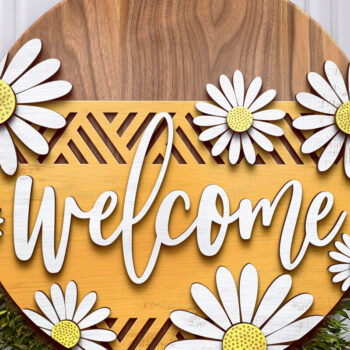 Intra απο ξύλο plywood 3mm-4mm πάχος – Welcome Spring Door Hanger, Laser Δίασταση  20x20 cm INTRAFABR-119023134 - Image 1