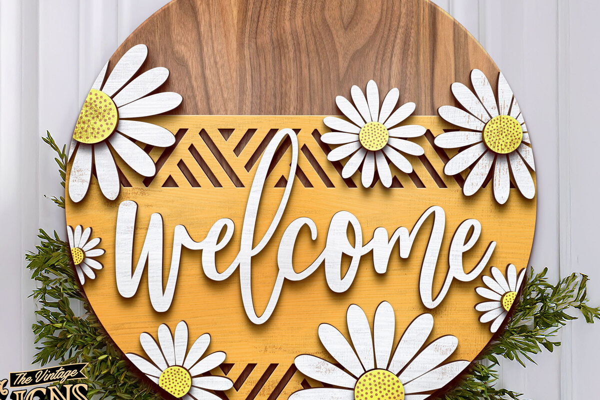 Intra απο ξύλο plywood 3mm-4mm πάχος – Welcome Spring Door Hanger, Laser Δίασταση  20x20 cm INTRAFABR-119023134