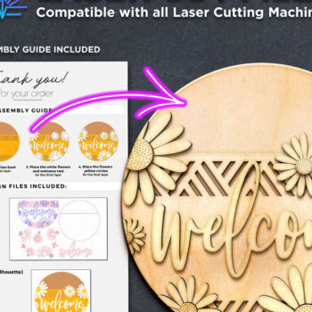 Intra απο ξύλο plywood 3mm-4mm πάχος – Welcome Spring Door Hanger, Laser Δίασταση  20x20 cm INTRAFABR-119023134 - Image 2