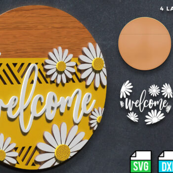 Intra απο ξύλο plywood 3mm-4mm πάχος – Welcome Spring Door Hanger, Laser Δίασταση  20x20 cm INTRAFABR-119023134 - Image 3