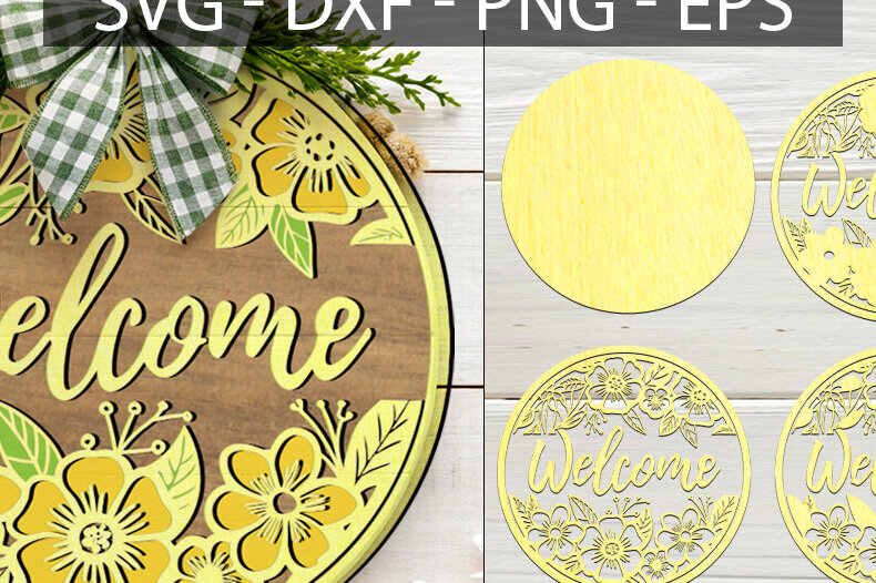 Intra απο ξύλο plywood 3mm-4mm πάχος – Welcome Spring Door, Ξύλινη στρογγυλή πινακίδα Δίασταση  20x20 cm INTRAFABR-117546952