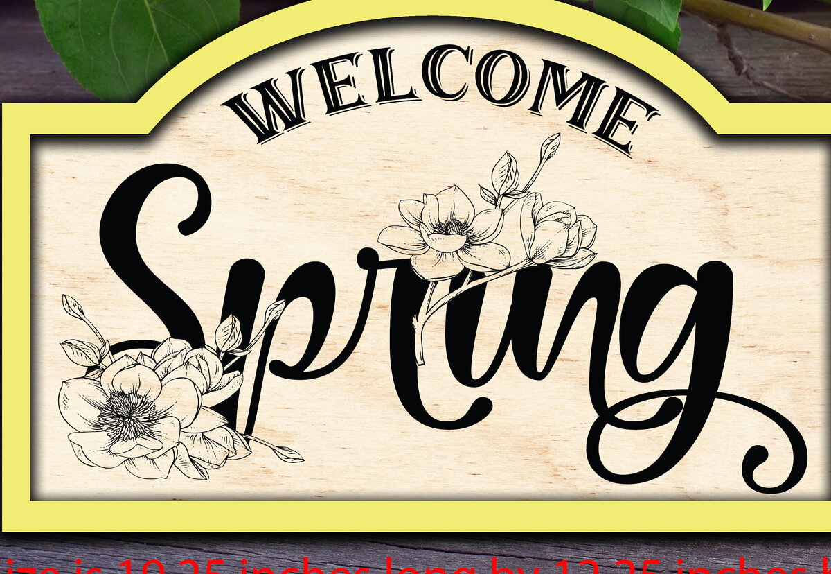 Intra απο ξύλο plywood 3mm-4mm πάχος – Μοτίβο κοπής με λέιζερ καλωσορίσματος Spring Sign Δίασταση  40x30 cm INTRAFABR-29232243