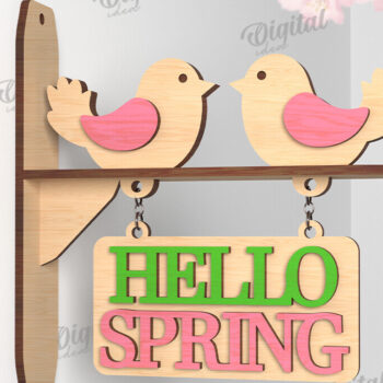Intra απο ξύλο plywood 3mm-4mm πάχος – Καλώς ήρθες Άνοιξη. Bird Decor Δίασταση  20x20 cm INTRAFABR-116177362 - Image 1