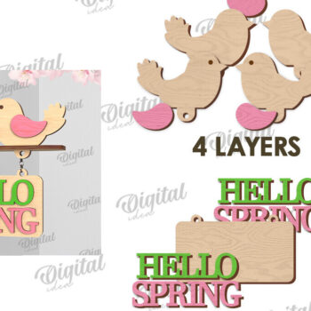 Intra απο ξύλο plywood 3mm-4mm πάχος – Καλώς ήρθες Άνοιξη. Bird Decor Δίασταση  20x20 cm INTRAFABR-116177362 - Image 2