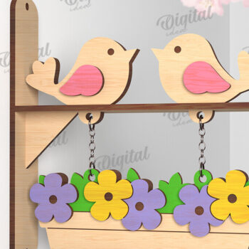 Intra απο ξύλο plywood 3mm-4mm πάχος – Καλώς ήρθες Άνοιξη. Bird Decor Δίασταση  20x20 cm INTRAFABR-116177424 - Image 1