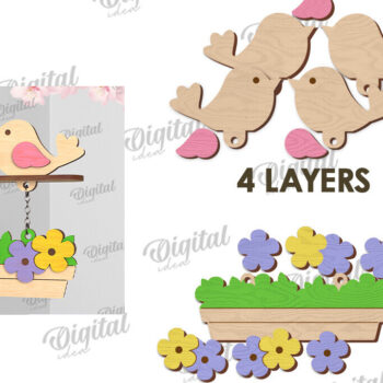 Intra απο ξύλο plywood 3mm-4mm πάχος – Καλώς ήρθες Άνοιξη. Bird Decor Δίασταση  20x20 cm INTRAFABR-116177424 - Image 2