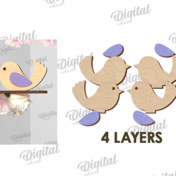 Intra απο ξύλο plywood 3mm-4mm πάχος – Καλώς ήρθες Άνοιξη. Bird Decor Δίασταση  20x20 cm INTRAFABR-116177575 - Image 2