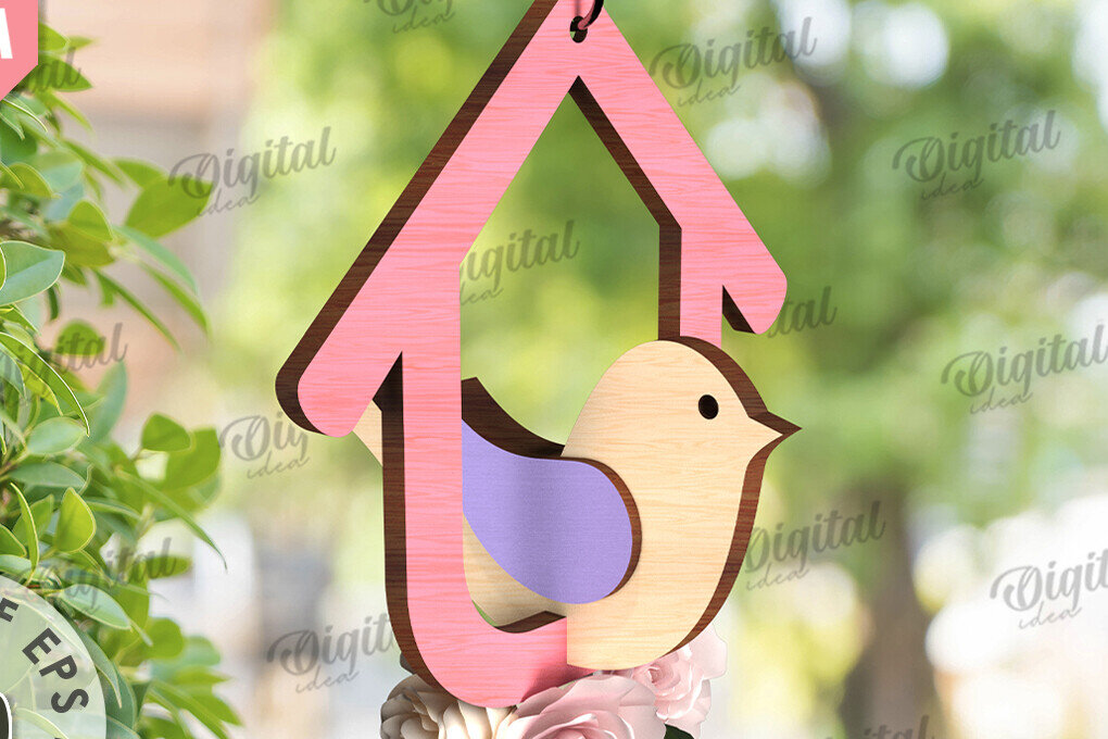 Intra απο ξύλο plywood 3mm-4mm πάχος – Καλώς ήρθες Άνοιξη. Bird Decor Δίασταση  20x20 cm INTRAFABR-116177738