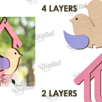 Intra απο ξύλο plywood 3mm-4mm πάχος – Καλώς ήρθες Άνοιξη. Bird Decor Δίασταση  20x20 cm INTRAFABR-116177738 - Image 2