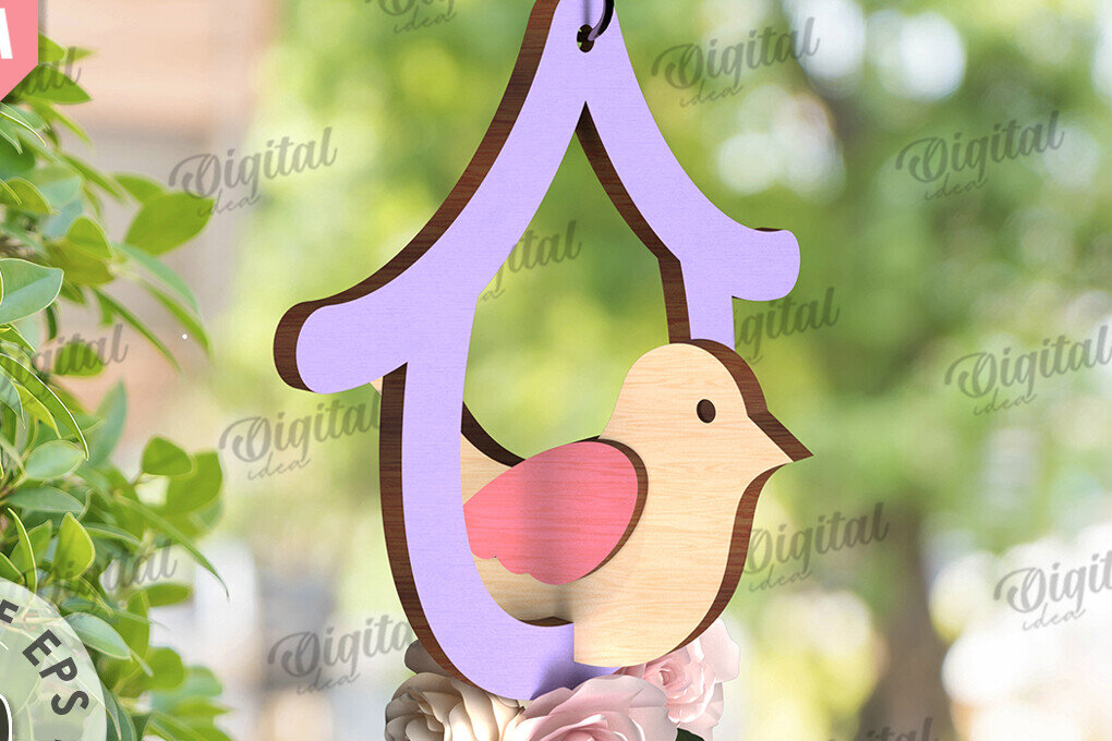 Intra απο ξύλο plywood 3mm-4mm πάχος – Καλώς ήρθες Άνοιξη. Bird Decor Δίασταση  20x20 cm INTRAFABR-116177859