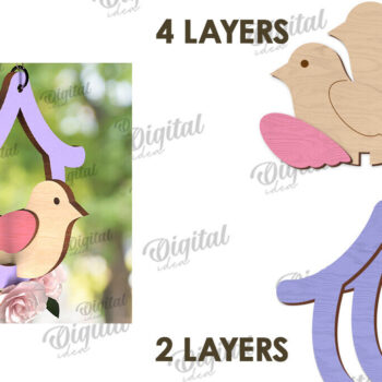 Intra απο ξύλο plywood 3mm-4mm πάχος – Καλώς ήρθες Άνοιξη. Bird Decor Δίασταση  20x20 cm INTRAFABR-116177859 - Image 2