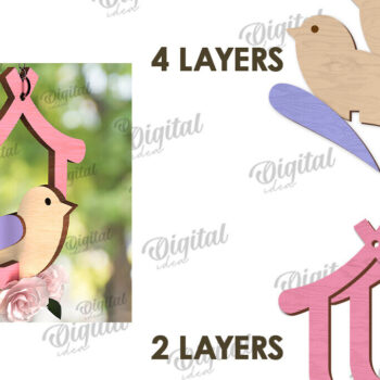 Intra απο ξύλο plywood 3mm-4mm πάχος – Καλώς ήρθες Άνοιξη. Bird Decor Δίασταση  20x20 cm INTRAFABR-116177950 - Image 2