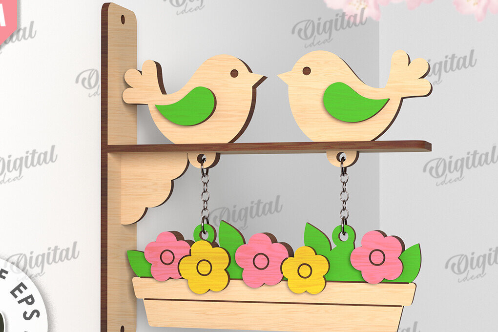 Intra απο ξύλο plywood 3mm-4mm πάχος – Καλώς ήρθες Άνοιξη. Bird Decor Δίασταση  20x20 cm INTRAFABR-116177291