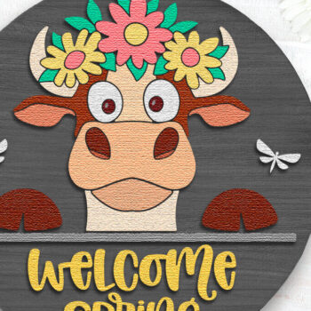 Intra απο ξύλο plywood 3mm-4mm πάχος – Καλώς ορίσατε Spring, Πολυεπίπεδη πινακίδα πόρτας Δίασταση  20x20 cm INTRAFABR-114275475 - Image 1