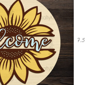 Intra απο ξύλο plywood 3mm-4mm πάχος – Καλώς ήρθατε Sunflower 3D μπροστινή επιγραφή Δίασταση  20x20 cm INTRAFABR-100387890 - Image 2