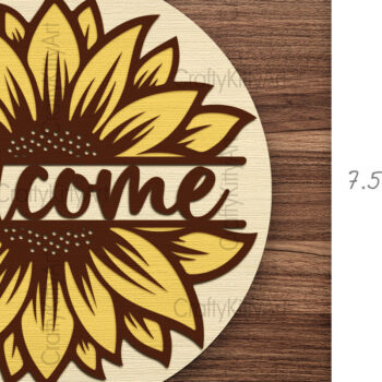 Intra απο ξύλο plywood 3mm-4mm πάχος – Καλώς ήρθατε Sunflower 3D μπροστινή επιγραφή Δίασταση  20x20 cm INTRAFABR-100387739 - Image 2