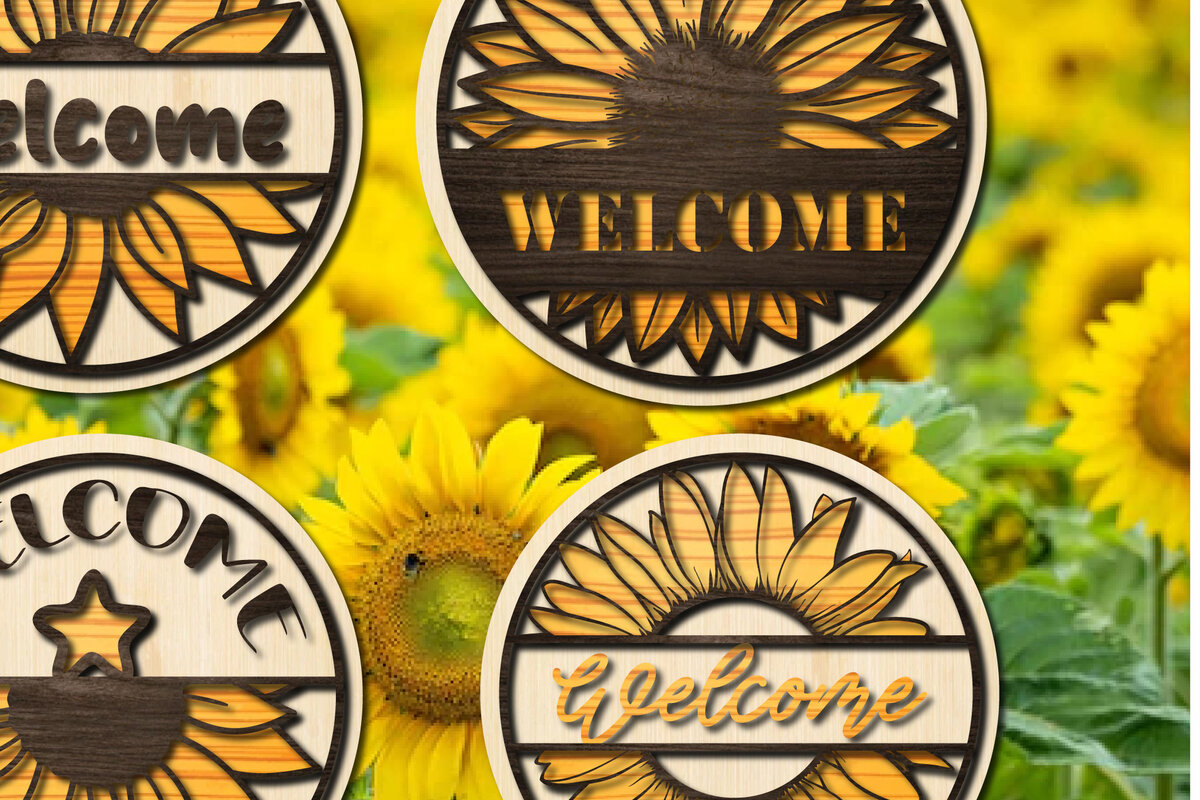 Intra απο ξύλο plywood 3mm-4mm πάχος – Πακέτο καλωσορίσματος Sunflower Round Δίασταση  20x20 cm INTRAFABR-28744748