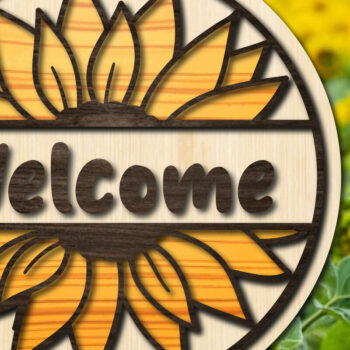 Intra απο ξύλο plywood 3mm-4mm πάχος – Πακέτο καλωσορίσματος Sunflower Round Δίασταση  20x20 cm INTRAFABR-28744748 - Image 2