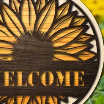 Intra απο ξύλο plywood 3mm-4mm πάχος – Πακέτο καλωσορίσματος Sunflower Round Δίασταση  20x20 cm INTRAFABR-28744748 - Image 3