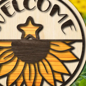 Intra απο ξύλο plywood 3mm-4mm πάχος – Πακέτο καλωσορίσματος Sunflower Round Δίασταση  20x20 cm INTRAFABR-28744748 - Image 4