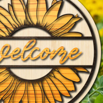 Intra απο ξύλο plywood 3mm-4mm πάχος – Πακέτο καλωσορίσματος Sunflower Round Δίασταση  20x20 cm INTRAFABR-28744748 - Image 5