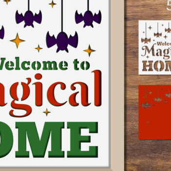 Intra απο ξύλο plywood 3mm-4mm πάχος – Καλωσορίσατε στο Magical Home Layered Papercut Δίασταση  20x20 cm INTRAFABR-75684790 - Image 1