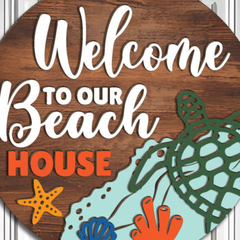 Intra απο ξύλο plywood 3mm-4mm πάχος – Καλώς ήρθατε στο Our Beach House Turtle Sign Δίασταση  40x30 cm INTRAFABR-123189234 - Image 2
