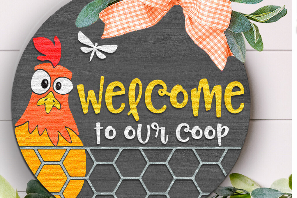 Intra απο ξύλο plywood 3mm-4mm πάχος – Καλώς ήρθατε στο Our Coop, Farm Door Sign Δίασταση  40x30 cm INTRAFABR-115764988