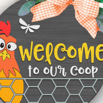 Intra απο ξύλο plywood 3mm-4mm πάχος – Καλώς ήρθατε στο Our Coop, Farm Door Sign Δίασταση  40x30 cm INTRAFABR-115764988 - Image 2