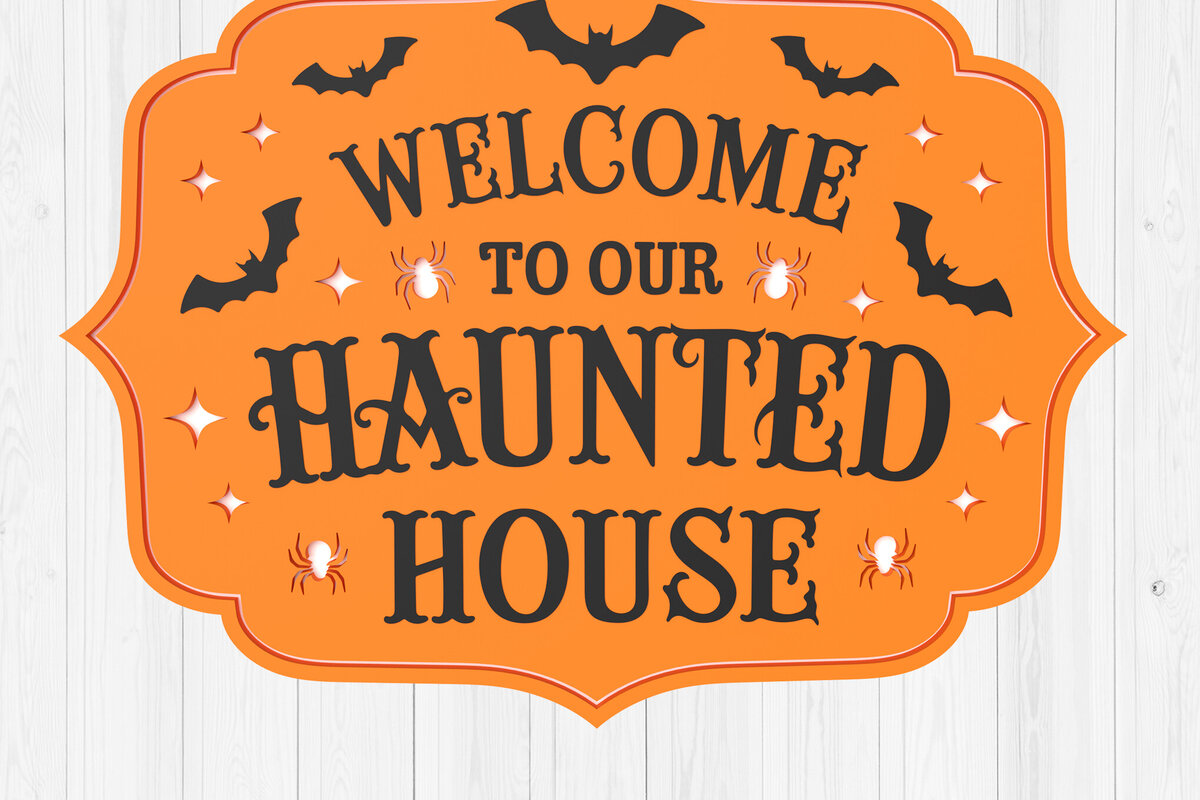 Intra απο ξύλο plywood 3mm-4mm πάχος – Καλώς ήρθατε στο Our Haunted House Sign Δίασταση  40x30 cm INTRAFABR-106046618