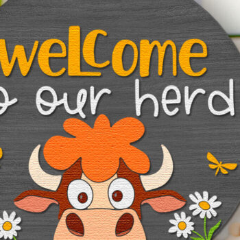 Intra απο ξύλο plywood 3mm-4mm πάχος – Καλώς ήρθατε στο Our Herd, Farm Door Sign Δίασταση  40x30 cm INTRAFABR-117491367 - Image 2