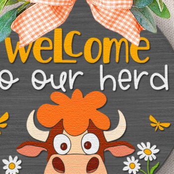 Intra απο ξύλο plywood 3mm-4mm πάχος – Καλώς ήρθατε στο Our Herd, Farm Door Sign Δίασταση  40x30 cm INTRAFABR-117491367 - Image 3