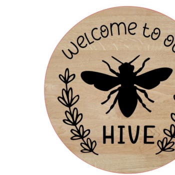 Intra απο ξύλο plywood 3mm-4mm πάχος – Καλώς ήρθατε στο Our Hive Sign Δίασταση  40x30 cm INTRAFABR-10375043 - Image 1