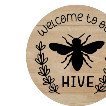 Intra απο ξύλο plywood 3mm-4mm πάχος – Καλώς ήρθατε στο Our Hive Sign Δίασταση  40x30 cm INTRAFABR-10375043 - Image 2