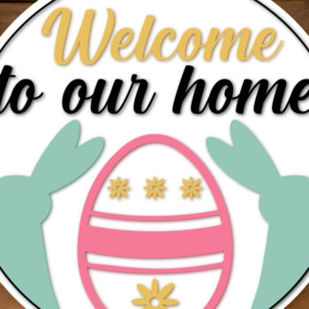 Intra απο ξύλο plywood 3mm-4mm πάχος – Καλωσορίσατε στο Σπίτι Μας Πασχαλινή Στρογγυλή Πινακίδα Δίασταση  20x20 cm INTRAFABR-118338116 - Image 1