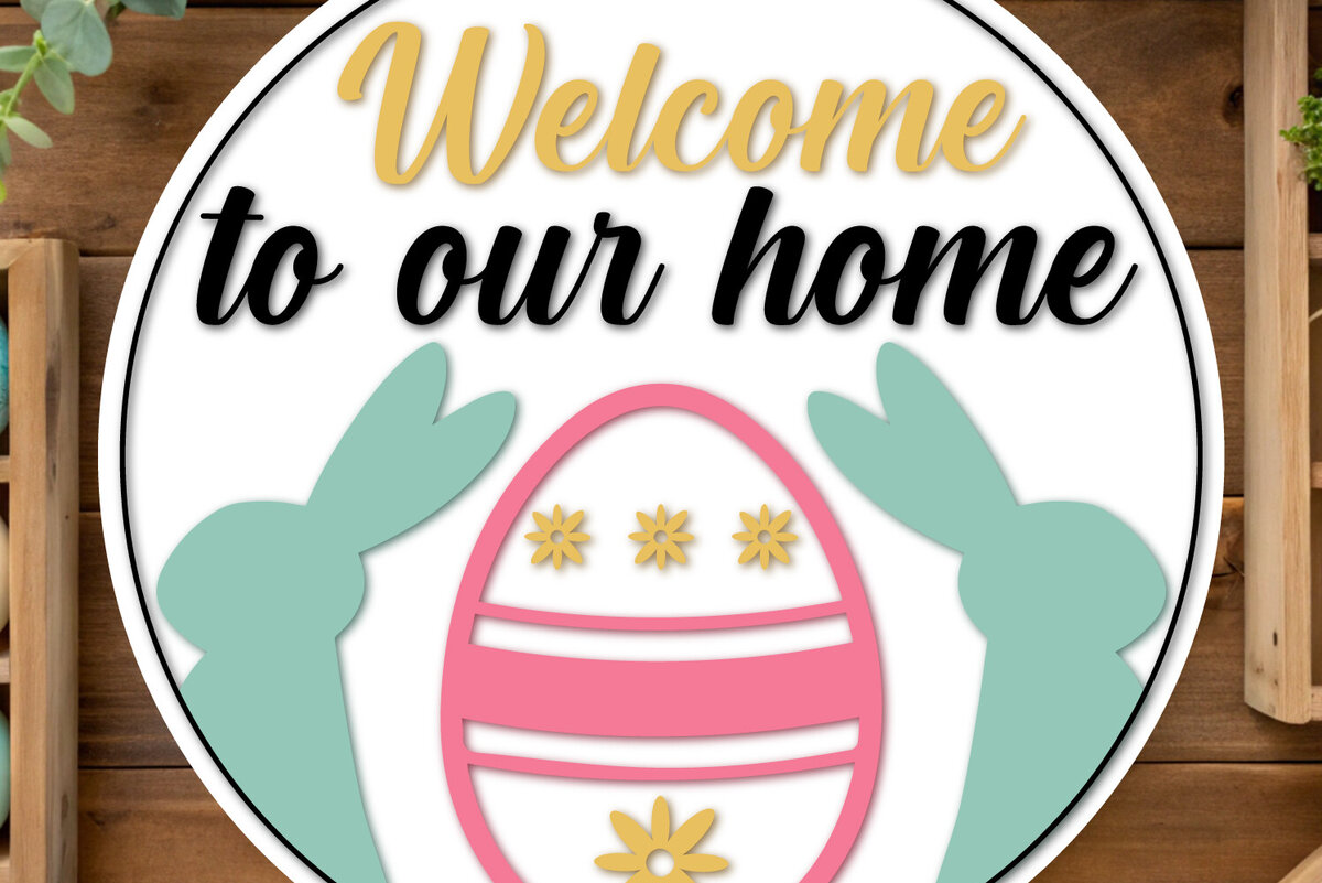 Intra απο ξύλο plywood 3mm-4mm πάχος – Καλωσορίσατε στο Σπίτι Μας Πασχαλινή Στρογγυλή Πινακίδα Δίασταση  20x20 cm INTRAFABR-118338116