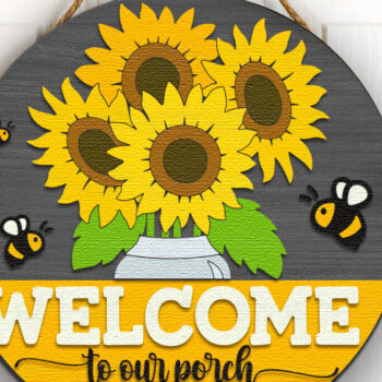 Intra απο ξύλο plywood 3mm-4mm πάχος – Καλώς ήρθατε στο Our Porch, Sunflower Door Δίασταση  20x20 cm INTRAFABR-121687313 - Image 2