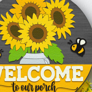 Intra απο ξύλο plywood 3mm-4mm πάχος – Καλώς ήρθατε στο Our Porch, Sunflower Door Δίασταση  20x20 cm INTRAFABR-121687313 - Image 3