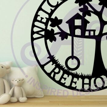 Intra απο ξύλο plywood 3mm-4mm πάχος – Καλώς ήλθατε στο Our Treehouse Wall Art Sign, Δίασταση  40x30 cm INTRAFABR-112346885 - Image 3